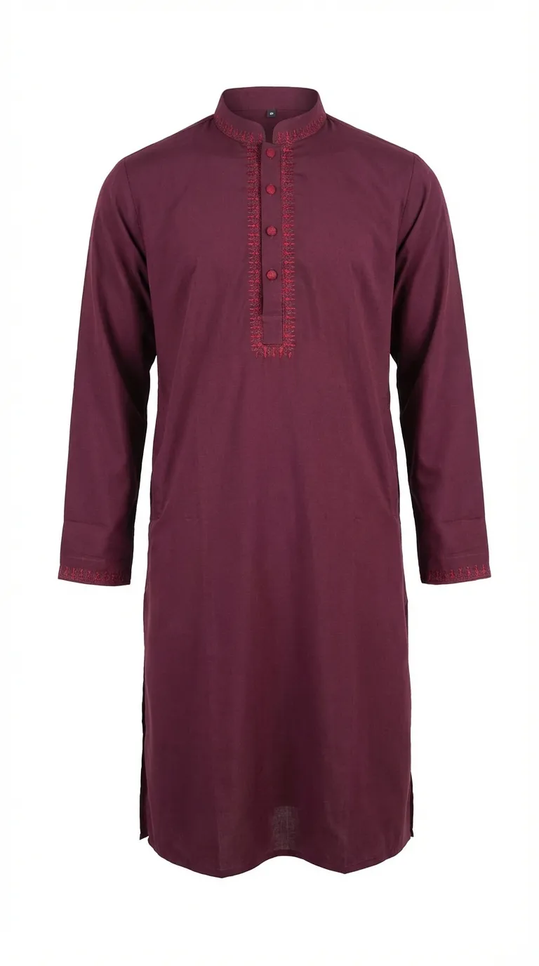 Premium Maroon Cotton Embroidered Panjabi for Men
